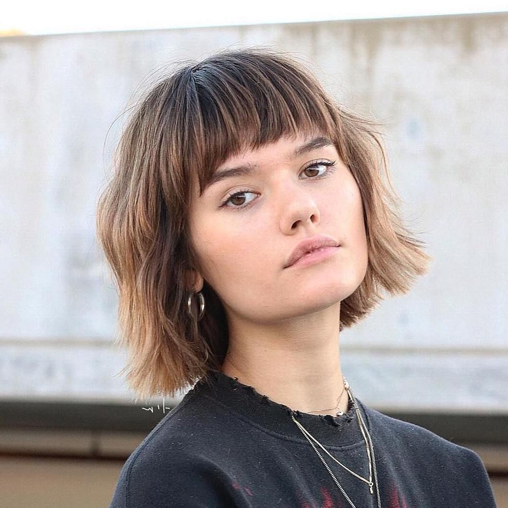 50 Best Hairstyles For Square Faces Rounding The Angles In Regarding Short Bob Hairstyles With Cropped Bangs (View 9 of 20)