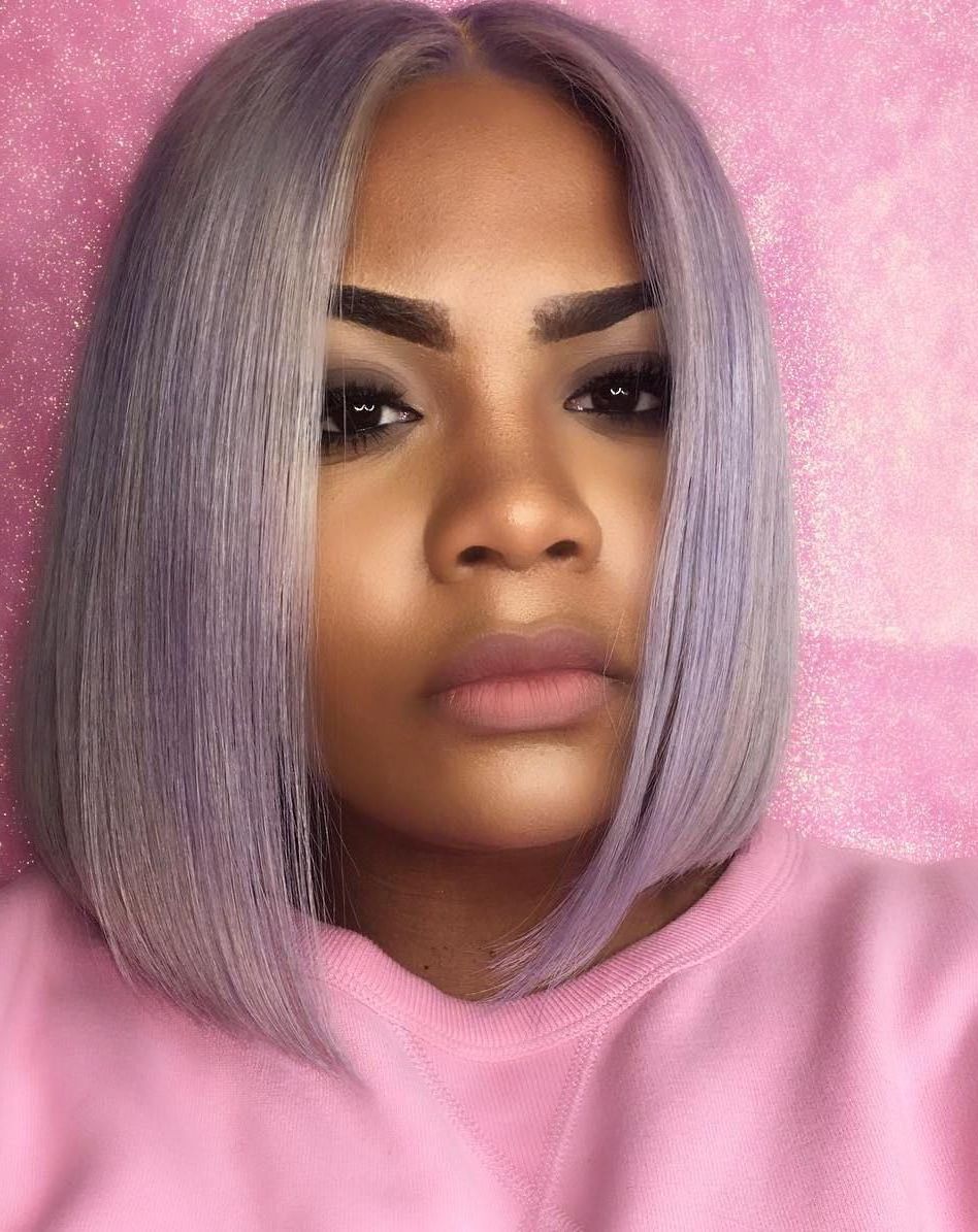 60 Showiest Bob Haircuts For Black Women In 2019 | Bob Pertaining To Purple Tinted Off Centered Bob Hairstyles (View 2 of 20)