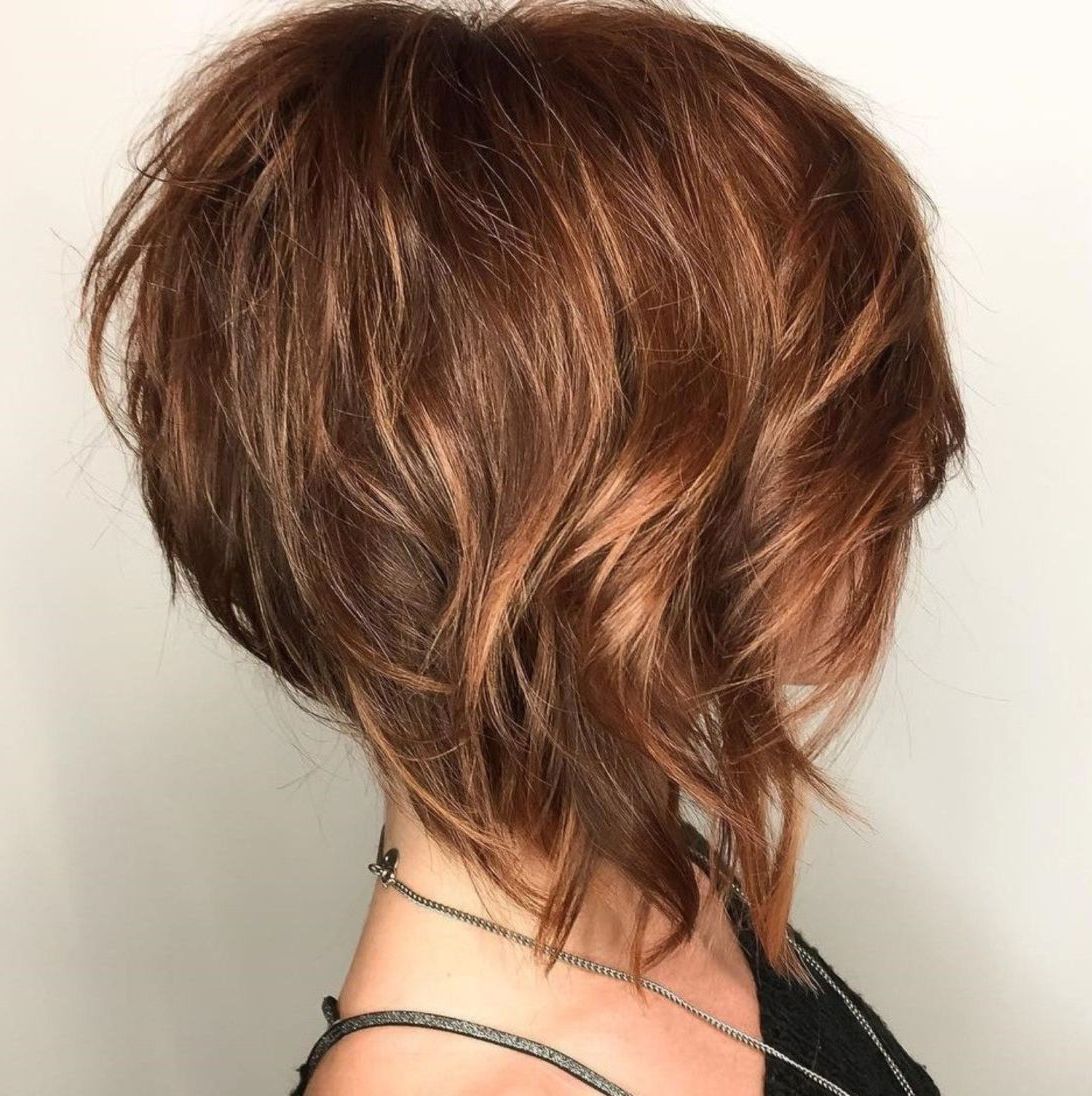 70 Cute And Easy To Style Short Layered Hairstyles In 2019 Inside Inverted Caramel Bob Hairstyles With Wavy Layers (View 1 of 20)