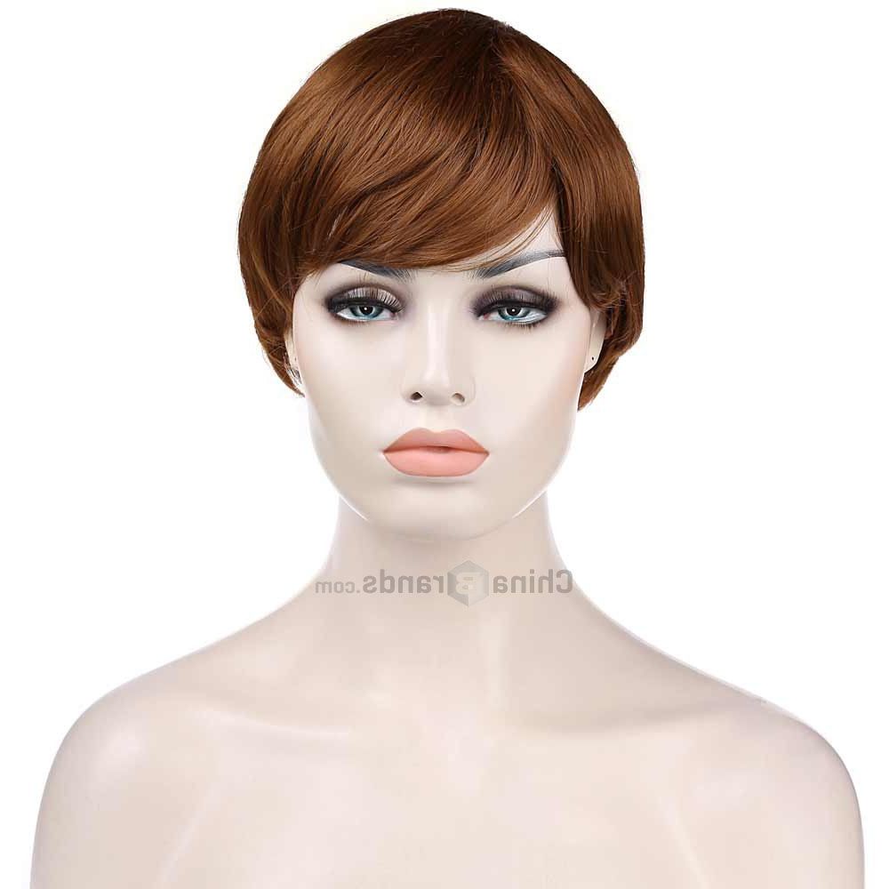 （0） Reviews Natural Straight Dynamic Shaggy Brown Short Inclined Bang  Capless Synthetic Wig For Women Throughout Jaw Length Shaggy Walnut Brown Bob Hairstyles (View 7 of 20)