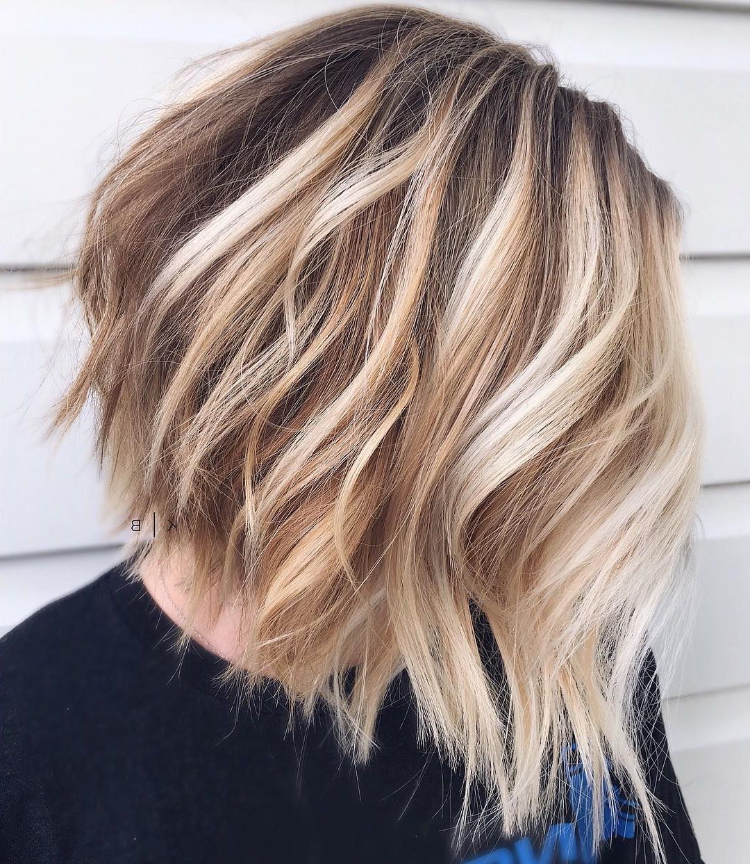 2024 Latest Blonde Lob Hairstyles with Disconnected Jagged Layers