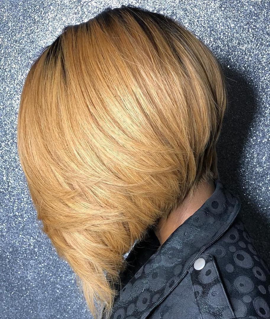 Famous Feathered Golden Brown Haircuts Inside 50 Impossible To Miss Bob Hairstyles For Black Women – Hair (View 10 of 20)