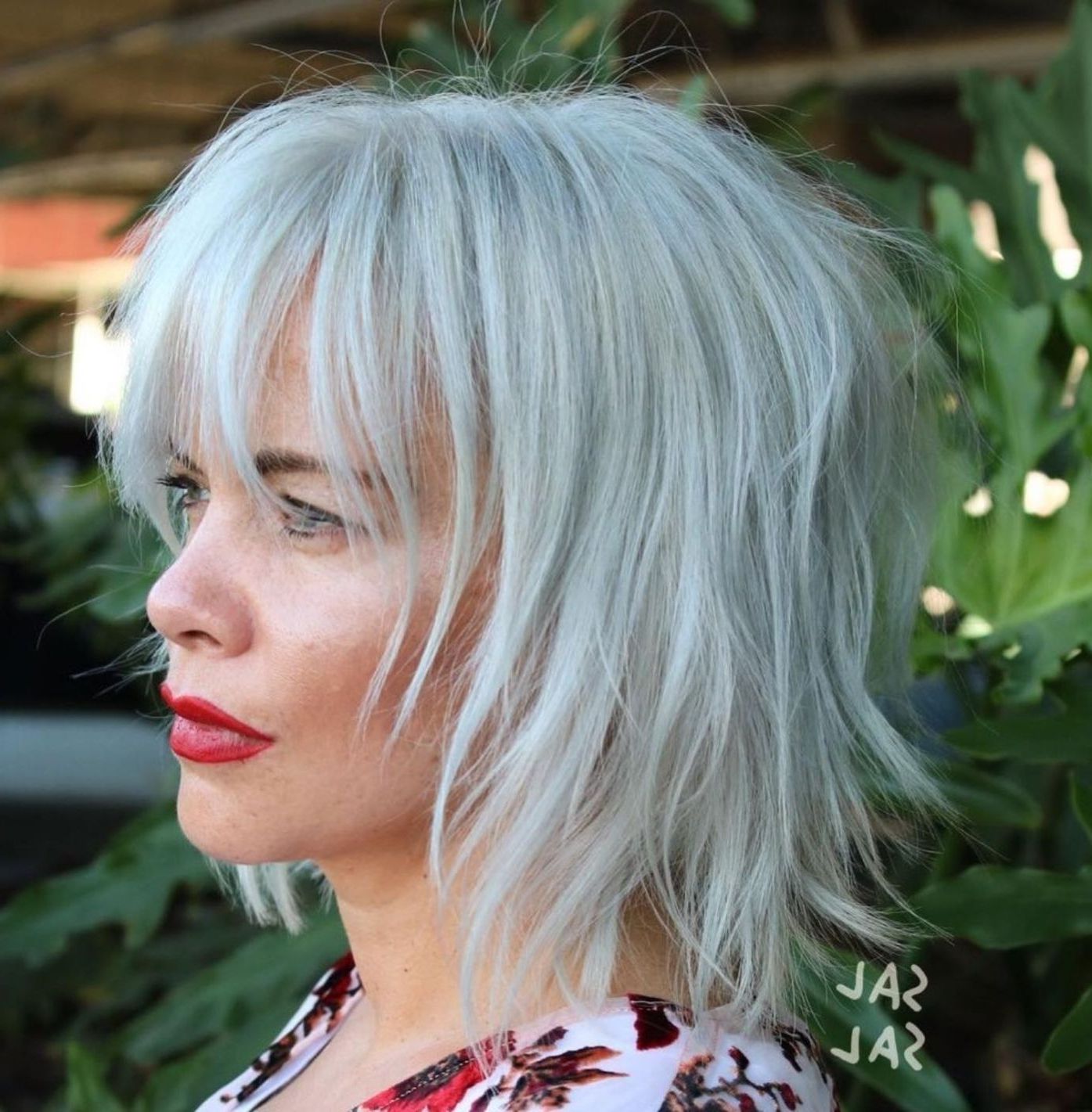 Most Current Razored Gray Bob Hairstyles With Bangs For 60 Best Variations Of A Medium Shag Haircut For Your (View 1 of 20)