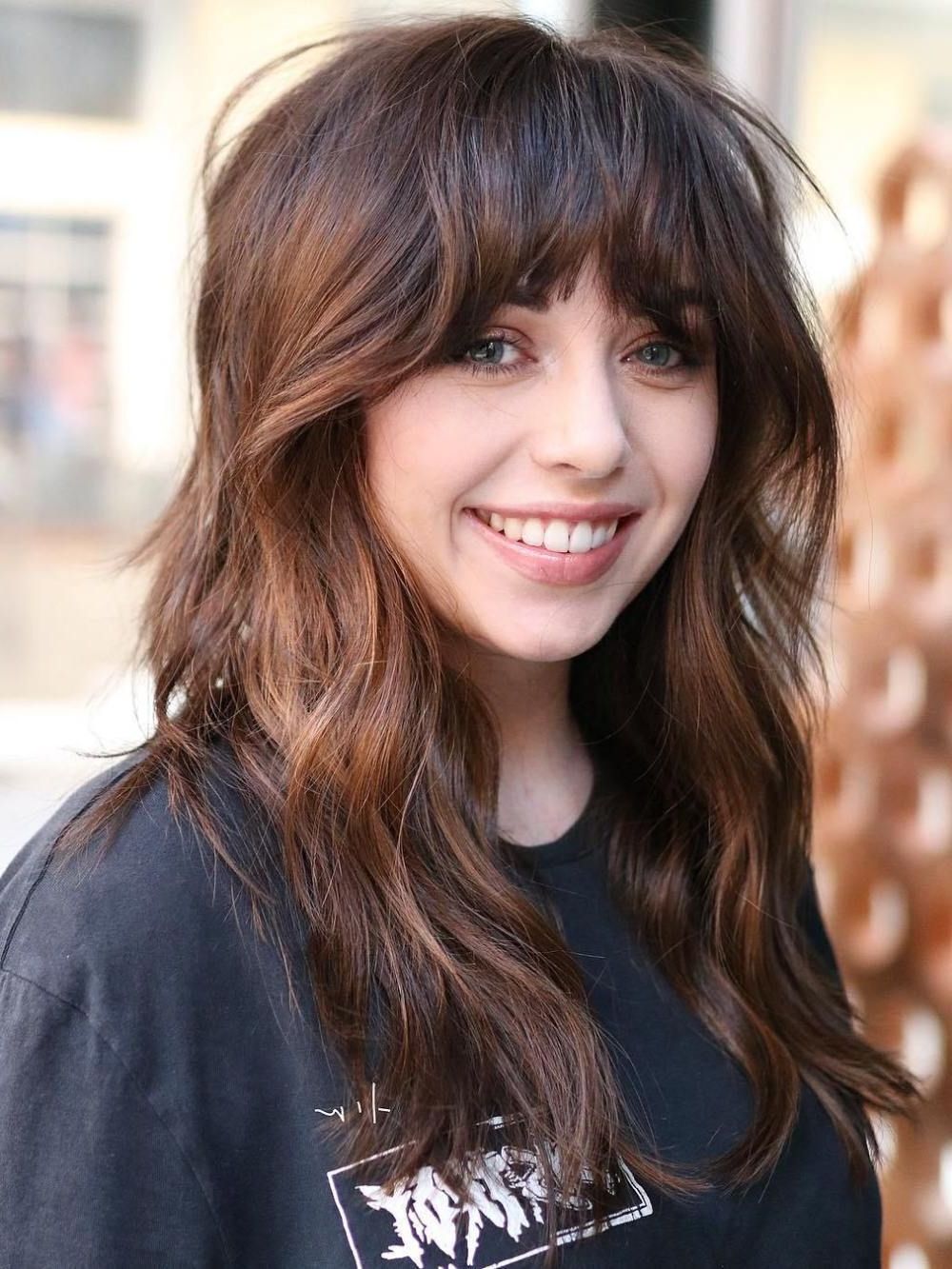 Most Current Shaggy Haircuts With Uneven Bangs In 60 Lovely Long Shag Haircuts For Effortless Stylish Looks In (View 1 of 20)