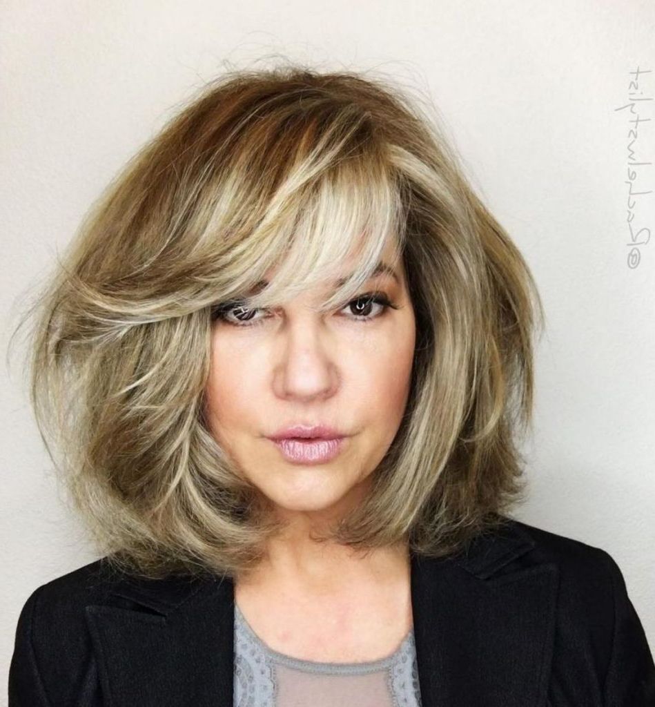 Newest Honey Bronde Shaggy Hairstyles With Bangs With Regard To 25 Most Prominent Hairstyles For Women Over 40 (Gallery 20 of 20)