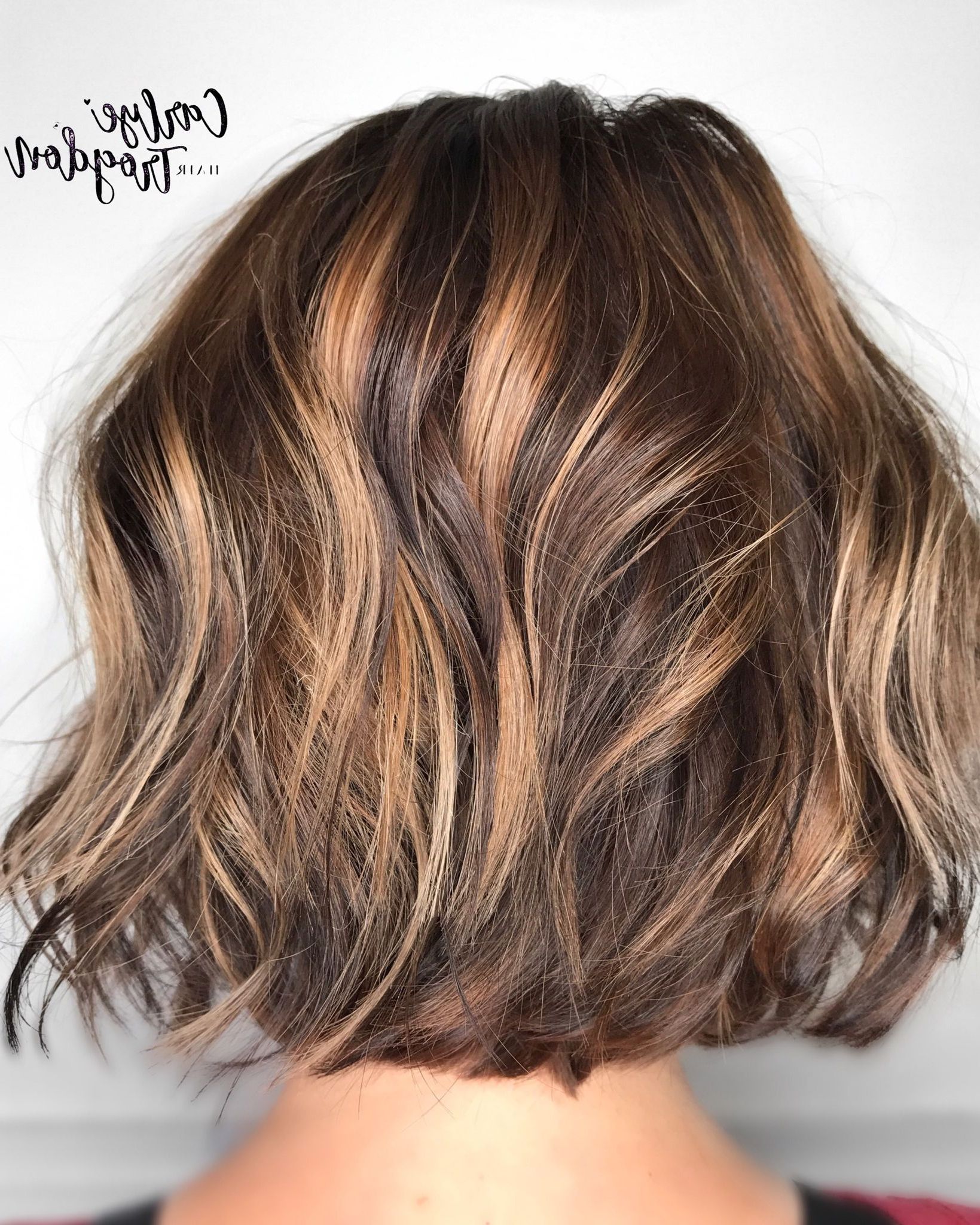 Short Textured Bob With Sun Kissed Balayage Throughout In In Short Textured Hairstyles With Balayage (View 4 of 20)