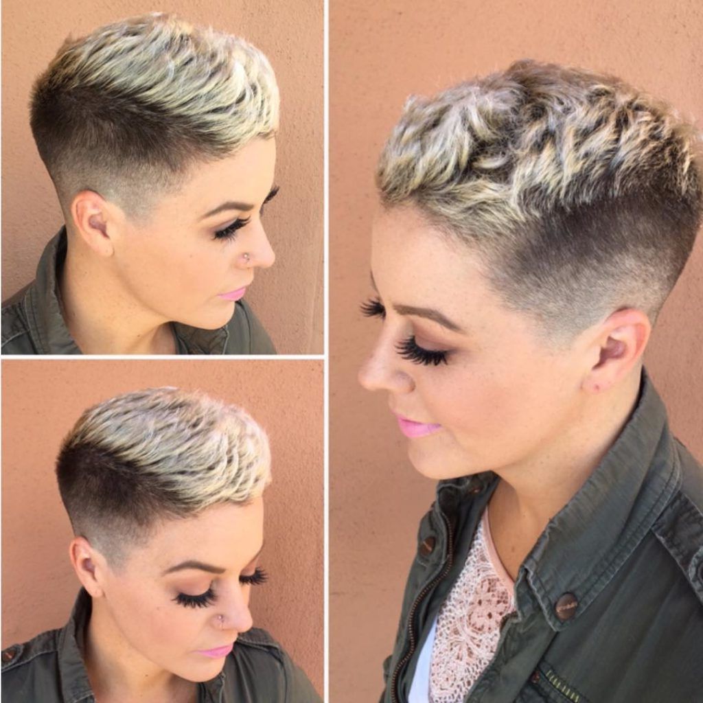 Textured Pixie With Taper Fade And Platinum Frosted Tips Throughout Short Tapered Pixie Upwards Hairstyles (View 1 of 20)