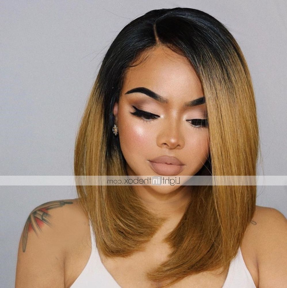 Trendy Strawberry Blonde Bob Hairstyles With Flipped Ends Regarding Synthetic Lace Front Wig Ombre Straight Bob Side Part Lace (View 14 of 20)