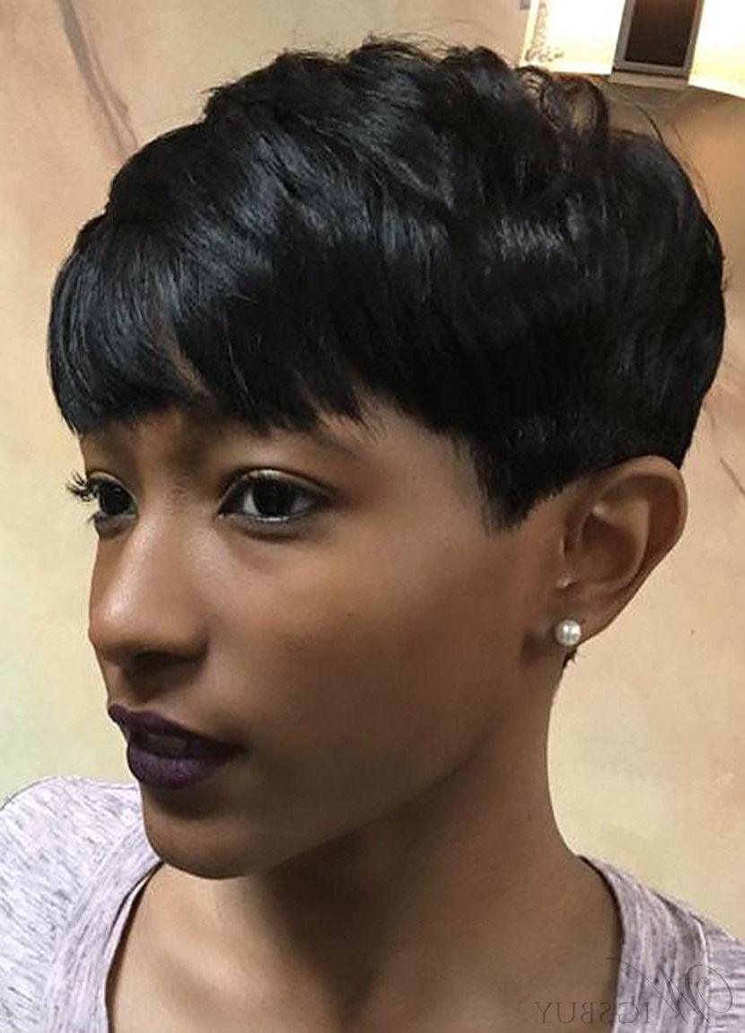 2017 Choppy Pixie Haircuts With Short Bangs With Choppy Pixie Short Straight Layered Cut With Full Bangs (View 15 of 20)