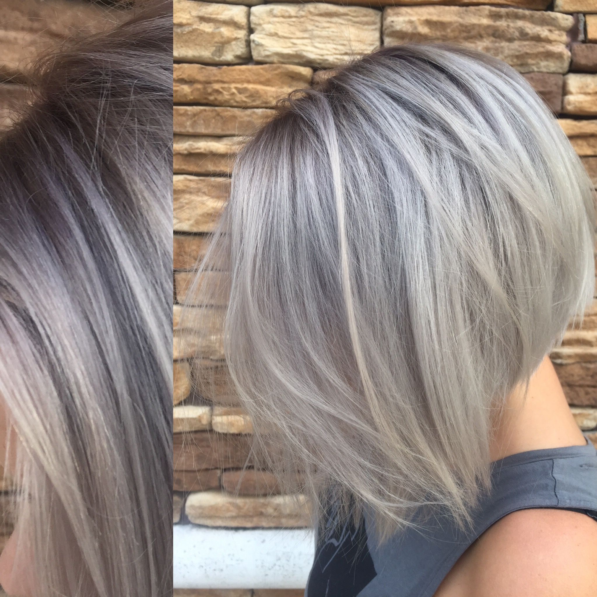 Gray Hair Silver Hair Lavender Shadow Root Tri Grad Stacked In Preferred Long Undercut Hairstyles With Shadow Root (View 3 of 20)