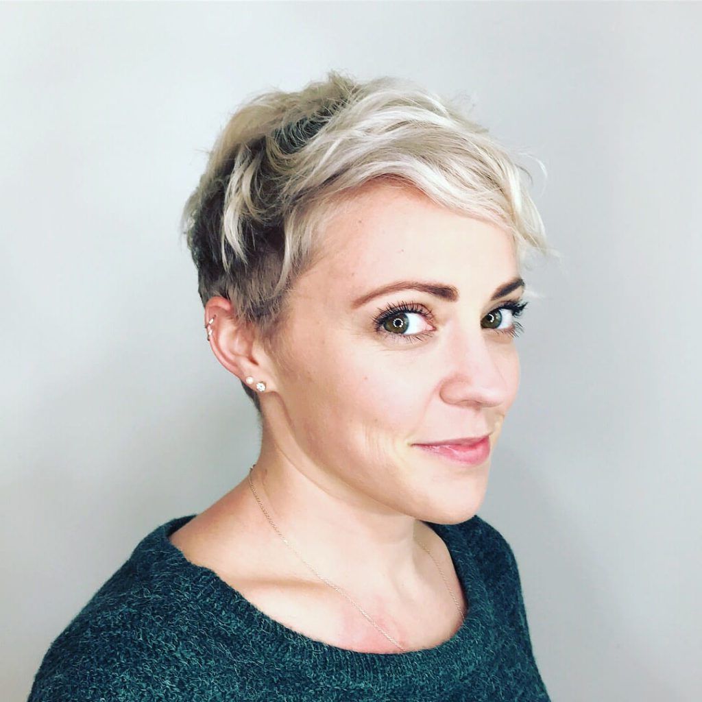 Most Current Long Undercut Hairstyles With Shadow Root Inside Women's Wavy Platinum Pixie With Undone Textured Fringe And (Gallery 20 of 20)