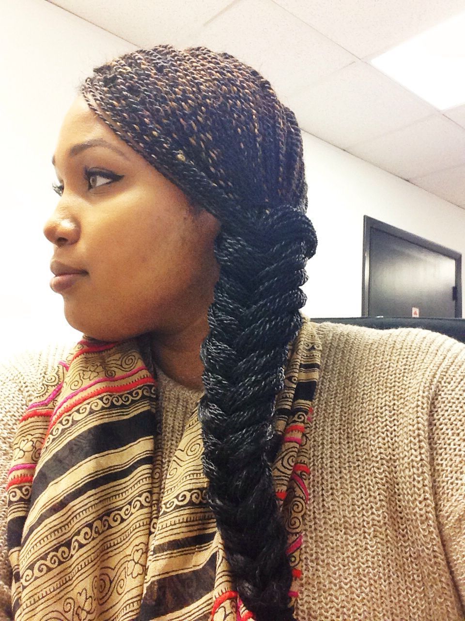 Most Recent Micro Braids Hairstyles In Side Fishtail Braid Regarding Senegalese Twists, Fishtail Braid Protective Styles Micro (View 3 of 20)