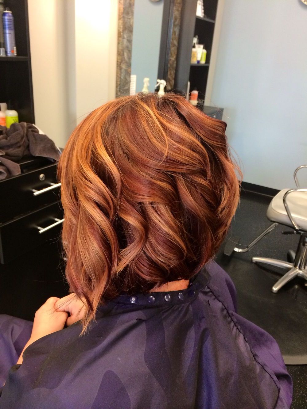 My New Hair! Red With Copper Highlights, Angled Bob With Inside Newest Beach Wave Bob Hairstyles With Highlights (View 15 of 20)