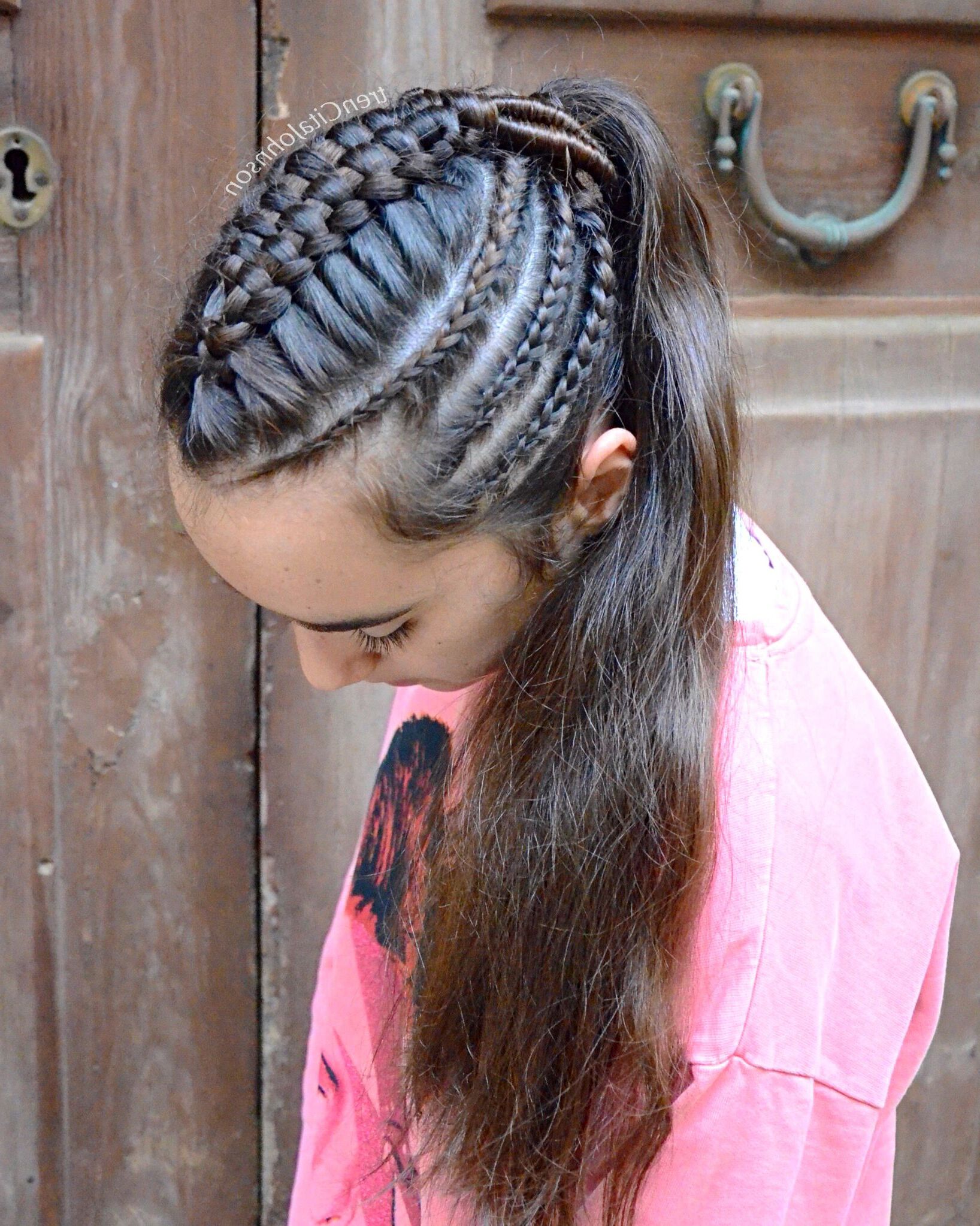 Trendy Cornrow Accent Braids Hairstyles For Ponytail With Suspended Infinity Braid And Cornrow Accents (View 1 of 20)