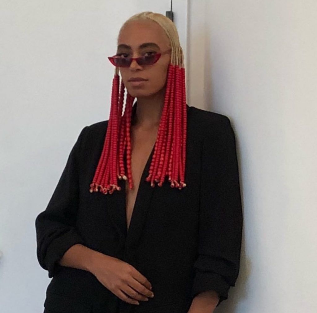 Well Known Beaded Braids Hairstyles For Solange Debuts Red Beads And Braided Hairstyle (View 18 of 20)