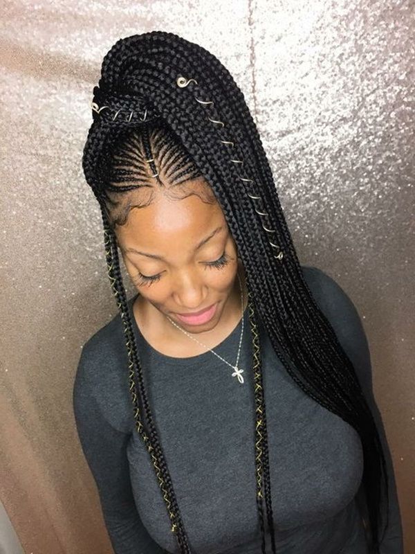 125 Braids For Black Women Inside Fashionable Chic Black Braided High Ponytail Hairstyles (View 11 of 20)