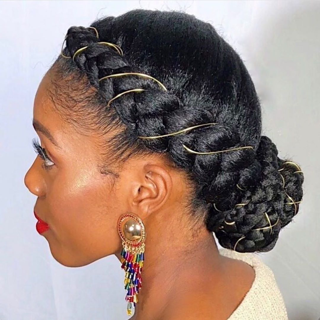 2019 Rope Crown Braid Hairstyles Pertaining To #crown Braids #golden #threading #wire This Protective (View 20 of 20)