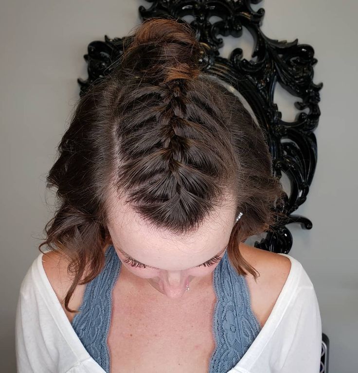 2020 Braided Top Knot Hairstyles Intended For French Mohawk Braid With A Top Knot! 💞 Doneelsa (View 1 of 20)