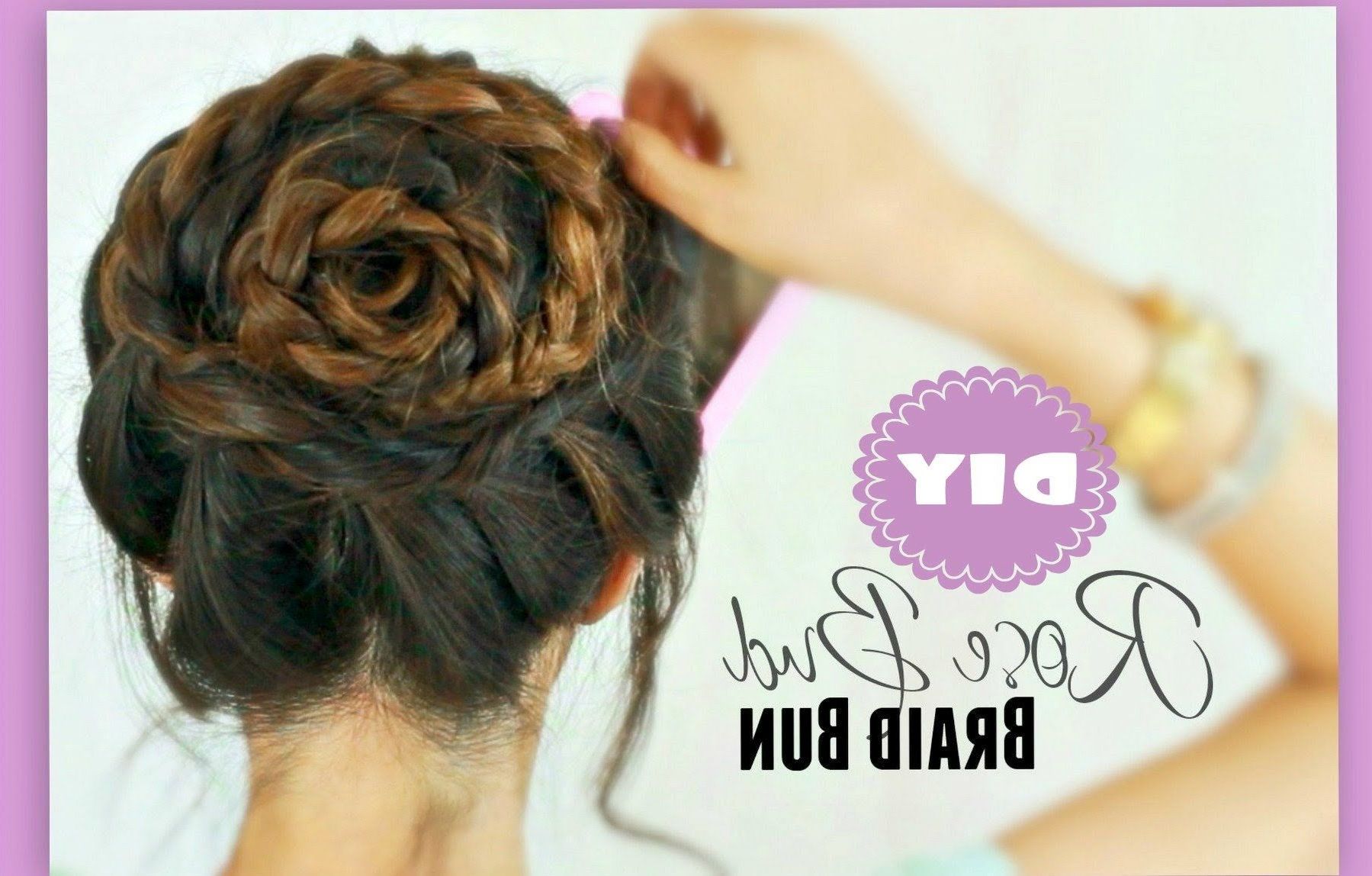 2020 Rolled Roses Braids Hairstyles Intended For Rose Bud Flower Braid Hairstyles Peinados & Updos For (Gallery 8 of 20)