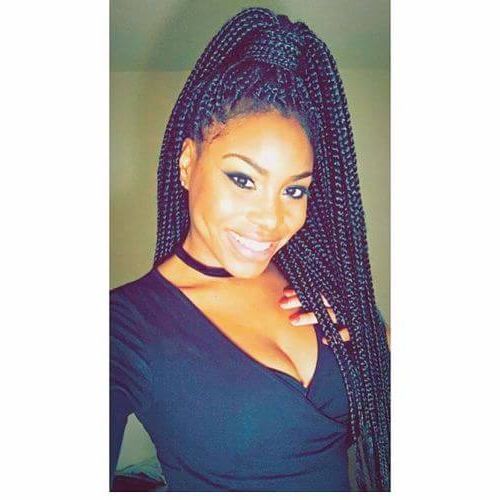80 Gorgeous Box Braids Styles For Every Occasion – My New With Regard To Preferred Chic Black Braided High Ponytail Hairstyles (View 19 of 20)
