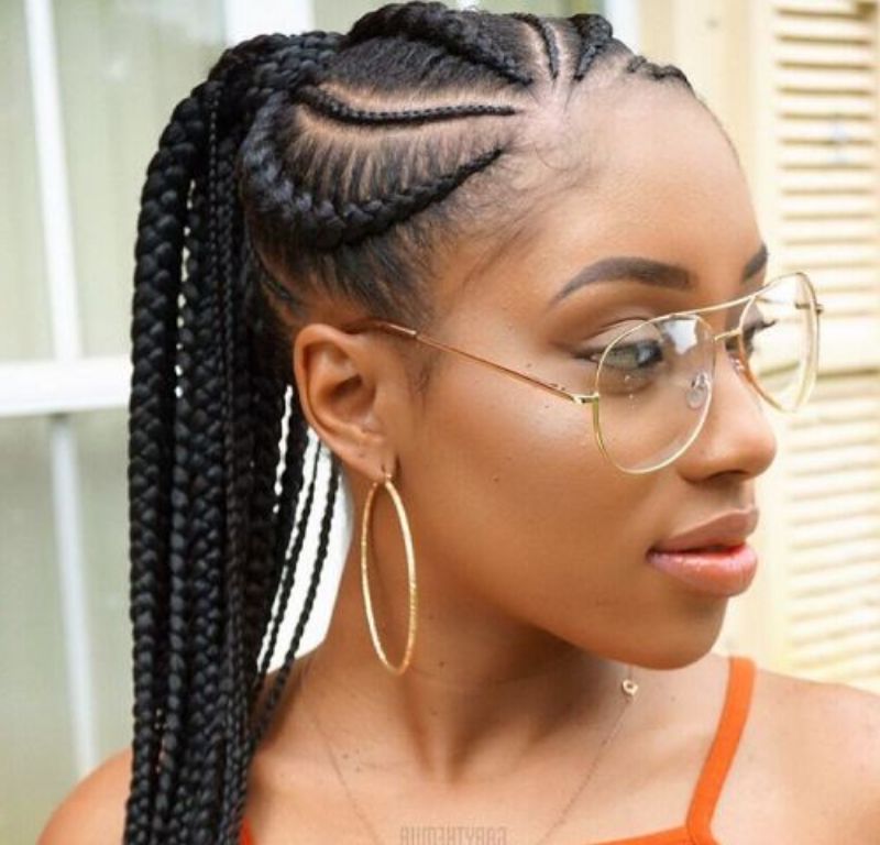 Famous Chic Black Braided High Ponytail Hairstyles With 15 Lovely Ghana Braids Updos, Cornrows, Jumbo & Ponytail (View 13 of 20)