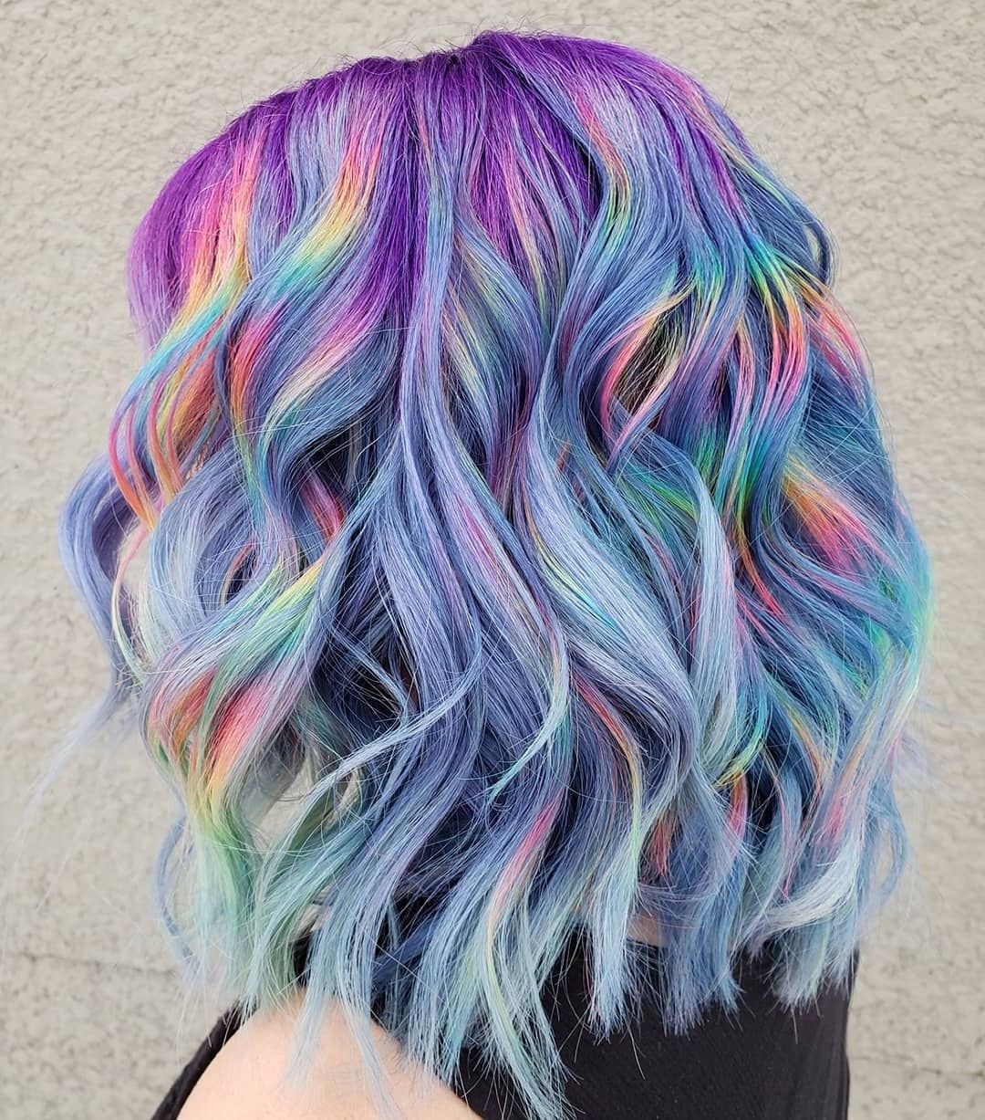 Fashionable Pastel Rainbow Colored Curls Hairstyles With Regard To @hairbymisskellyo (Gallery 11 of 20)