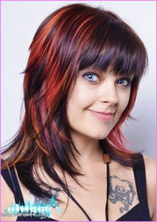 Medium Hair Styles Within Best And Newest Middle Length Hairstyles With Highlights And Bangs (View 9 of 20)