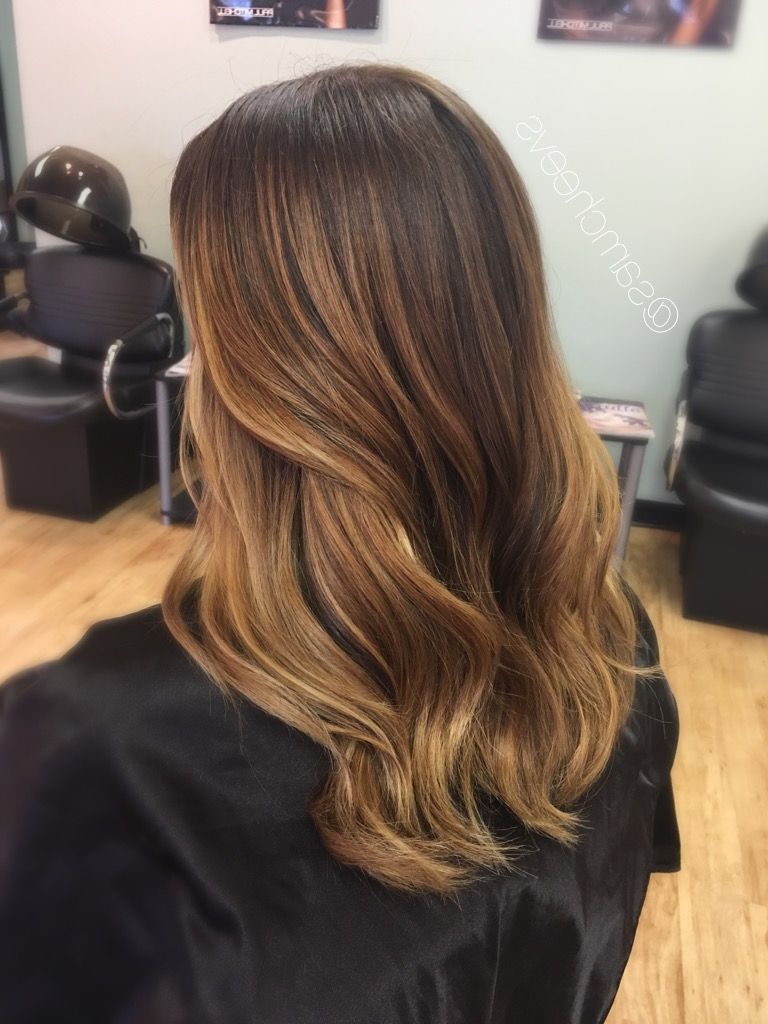 Most Up To Date Honey Kissed Highlights Curls Hairstyles Throughout Spring And Summer Balayage Highlights For Brown And Dark (View 15 of 20)