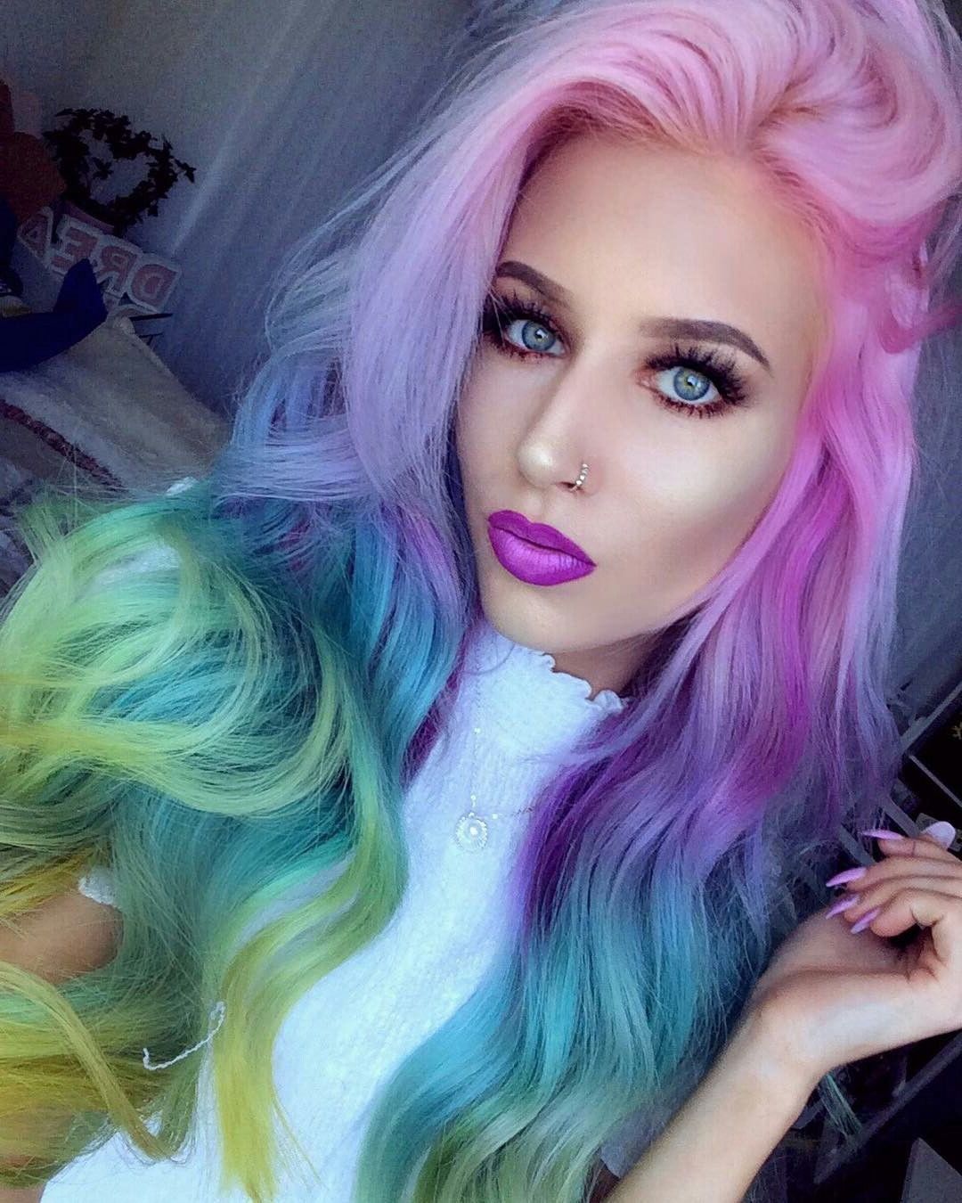 Pastel Rainbow Hair With Regard To Popular Pastel Rainbow Colored Curls Hairstyles (View 20 of 20)