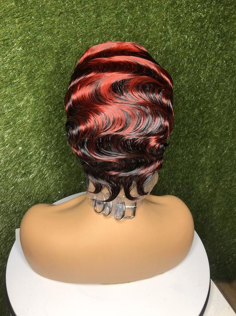 Pin On Finger Waves Inside Recent Dark Red Highlighted Finger Coils Hairstyles (View 20 of 20)