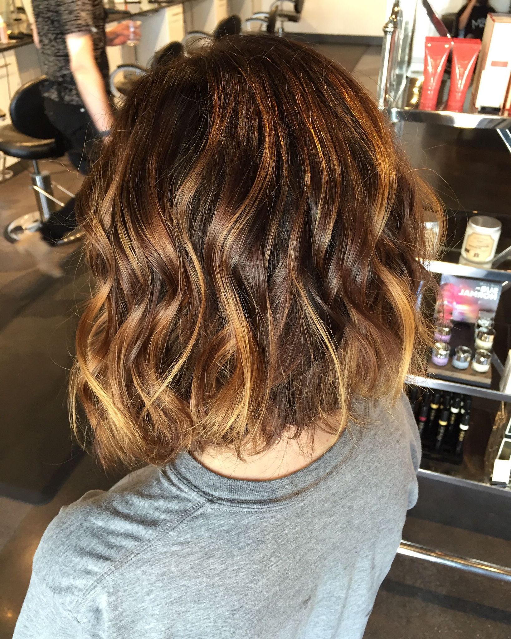Caramel Balayage On Short Chocolate Brown Hair. Beachy Sun In Short Sun Kissed Hairstyles (Gallery 20 of 20)