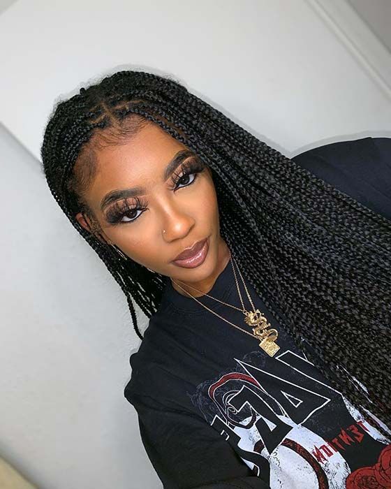 Favorite Tiny Braids Hairstyles For Front Pieces Within 43 Pretty Small Box Braids Hairstyles To Try (View 20 of 20)