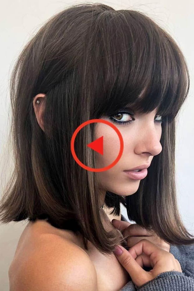 Lob With Thick Straight Fringe #haircutswithbangs # Within Most Popular Lob Hairstyles With Face Framing Layers (View 19 of 20)