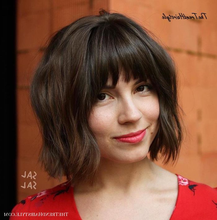 Short Messy Brunette Bob With Bangs – 50 Classy Short Bob For 2017 Short Messy Bangs Hairstyles (View 12 of 20)