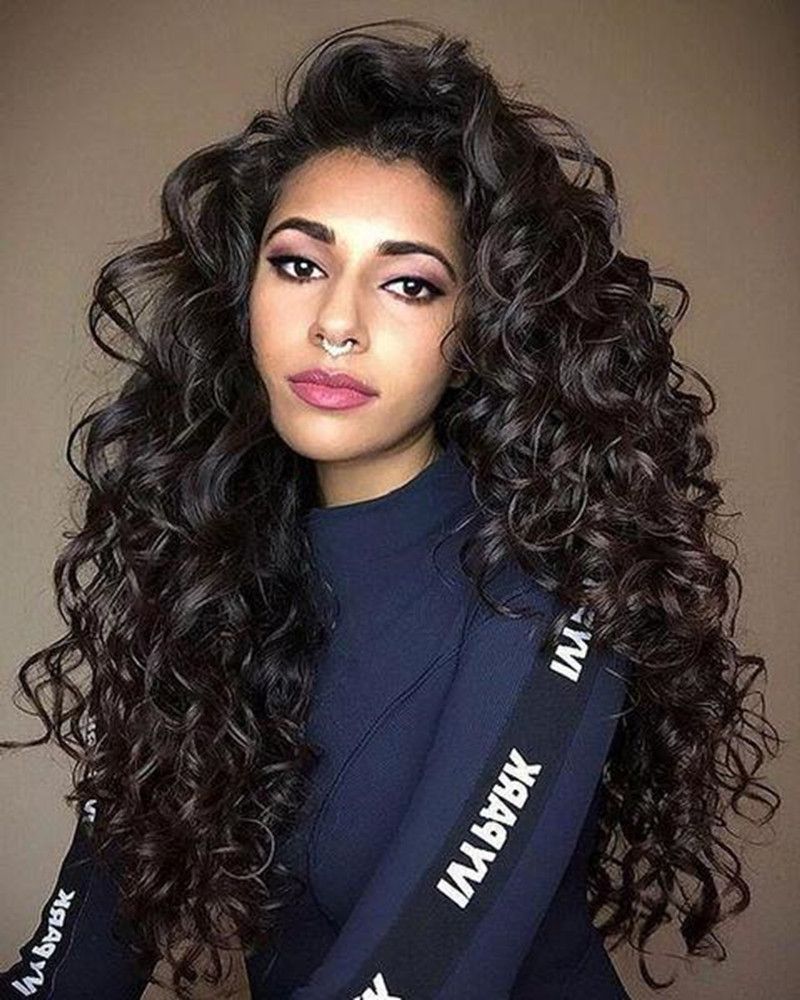 Trendy Big, Natural Curls Hairstyles Throughout Fashion Wig Lady Natural Black Long Curly Hair Big Wavy (View 5 of 20)