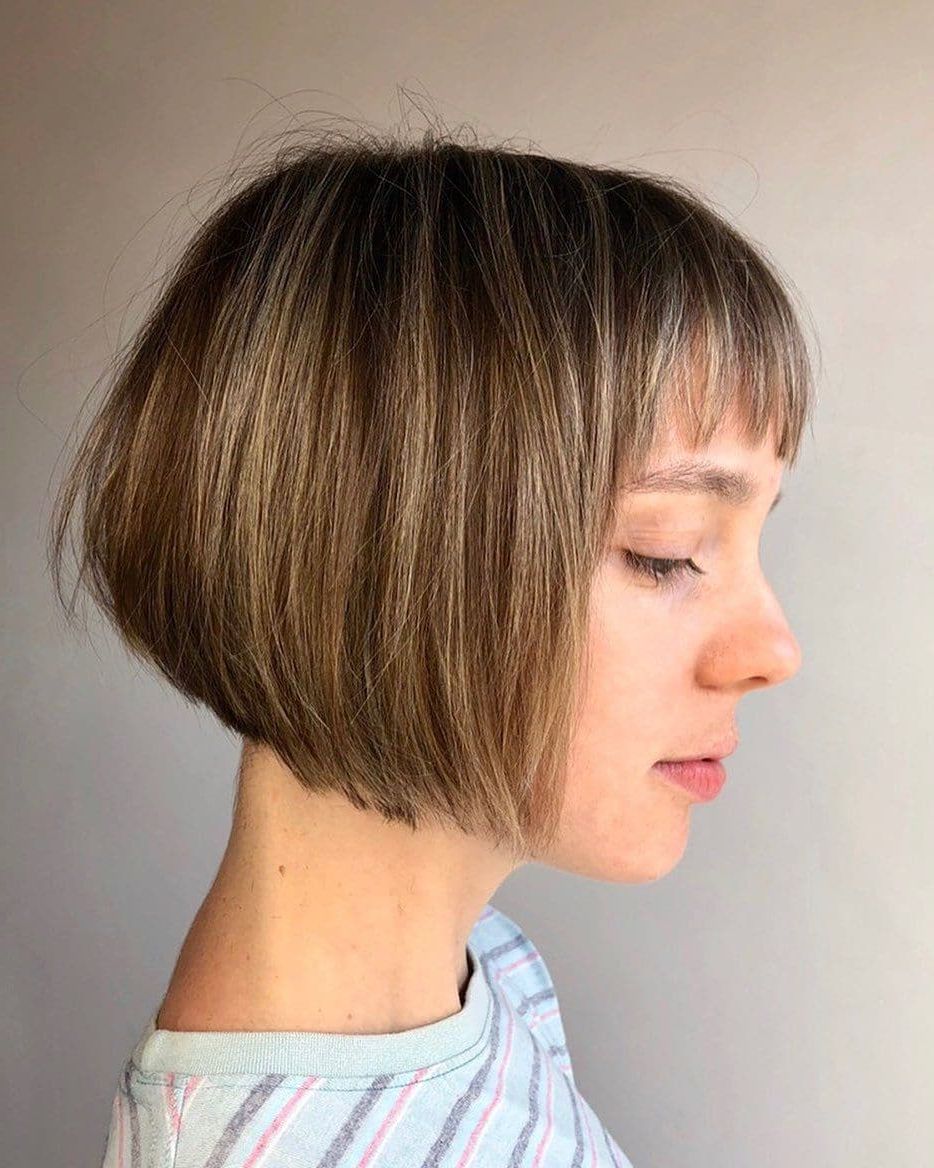 50 Best Short Bobs With Bangs Haircuts And Hairstyles For 2020 With Widely Used Stacked Bob Hairstyles With Fringe And Light Waves (View 13 of 20)