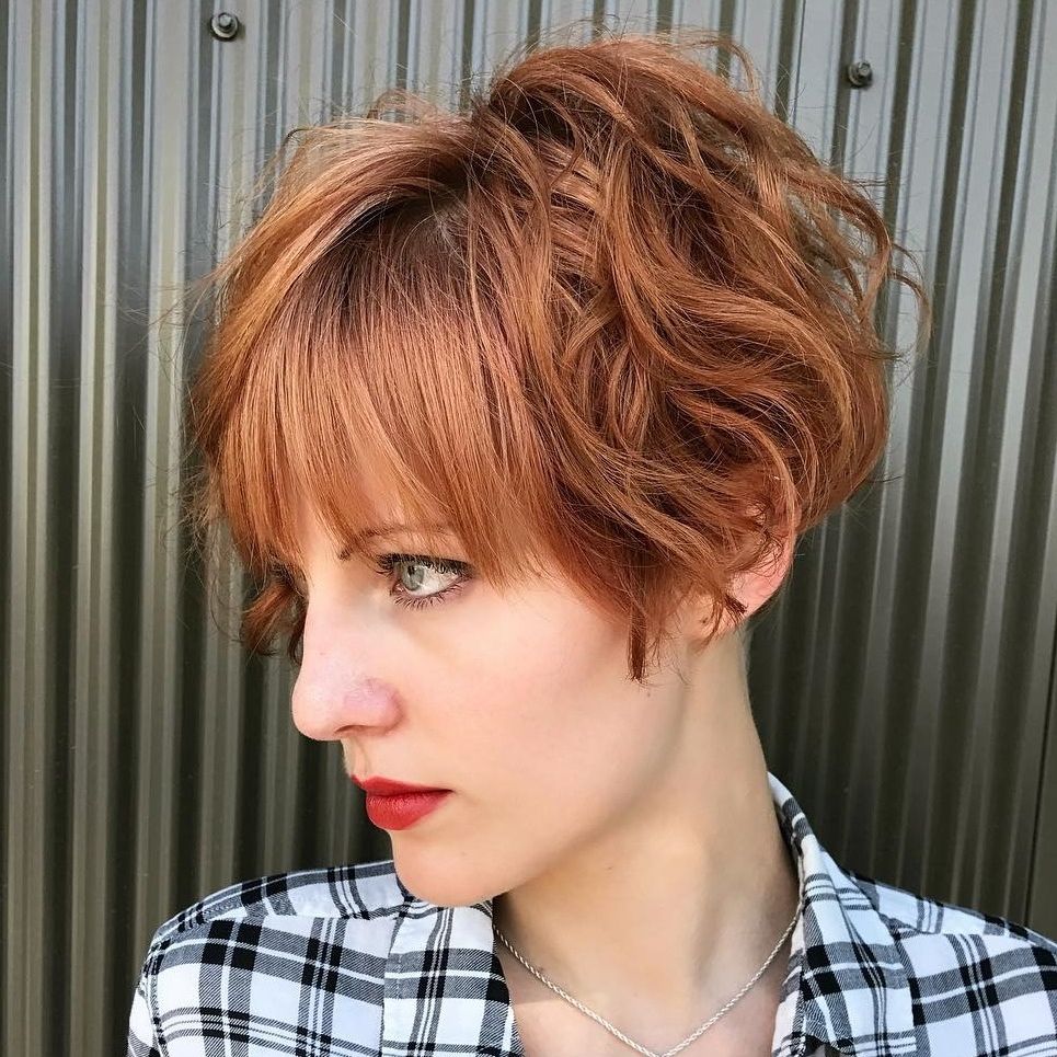 Famous Shag Hairstyles With Messy Wavy Bangs Within Best Short Wavy Hair With Bangs Ideas For  (View 4 of 20)