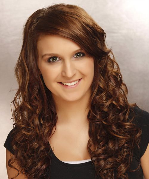 Long Curly Casual Hairstyle With Side Swept Bangs Regarding Fashionable Wavy Hairstyles With Side Swept Wavy Bangs (View 1 of 20)