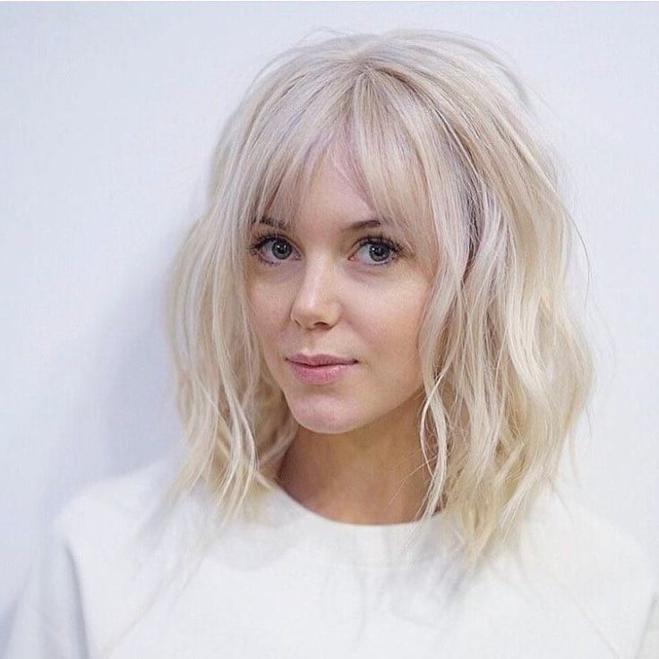 Long Platinum Bob With Wavy Fringe And Parted Bangs – Get Intended For Most Recent Lob Haircuts With Wavy Curtain Fringe Style (View 1 of 20)