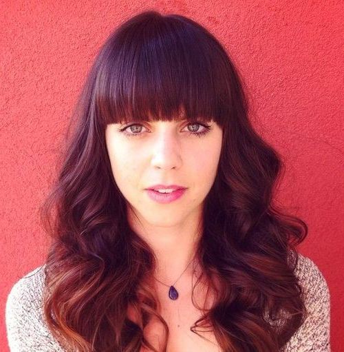 Most Current Wavy Hairstyles With Short Blunt Bangs Within Best Straight Bangs With Curly Hair (View 9 of 20)