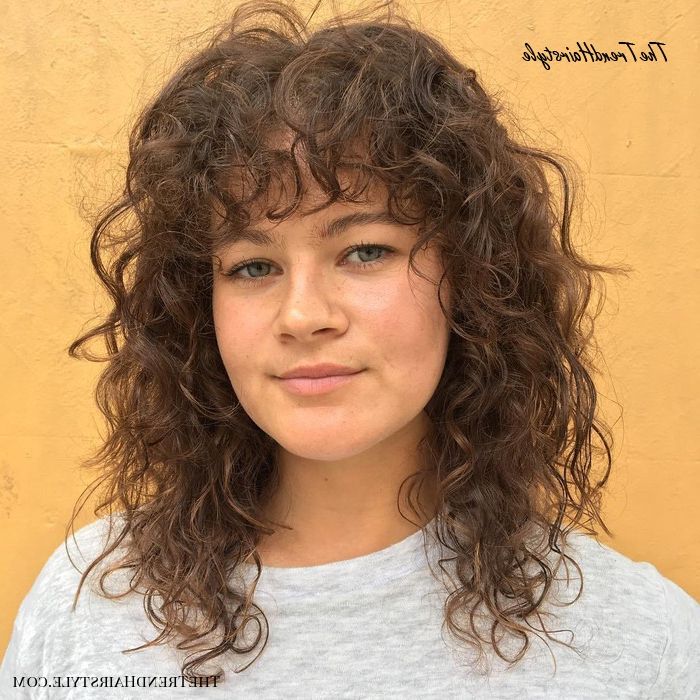 Most Recent Naturally Wavy Hairstyles With Bangs Throughout Natural Curls With Curtain Bangs And Highlights –  (View 8 of 20)