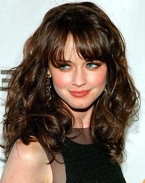 Most Recently Released Soft Waves And Blunt Bangs Hairstyles With Regard To 30 Best Curly Hair With Bangs (View 14 of 20)