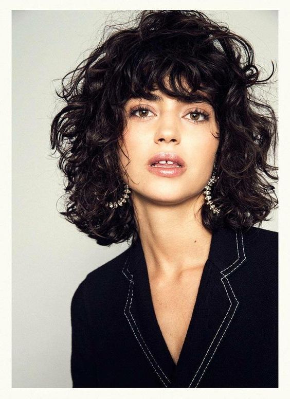 Popular Wavy Hairstyles With Short Blunt Bangs Inside Curly Hair Bangs From Pinterest That Are Way Cool (View 1 of 20)