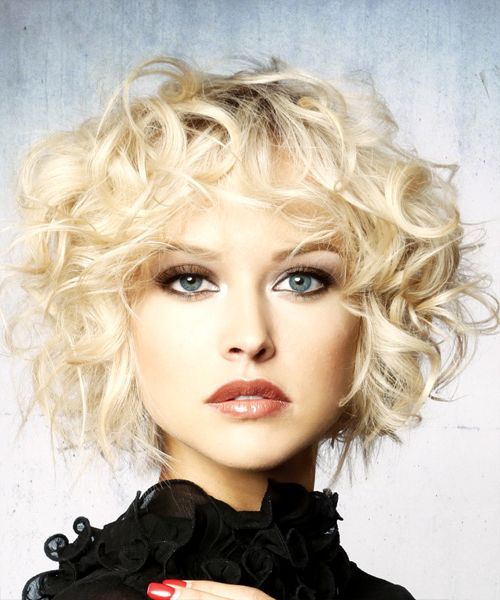 Short Curly Light Platinum Blonde Shag Hairstyle With Intended For Preferred Wavy Hairstyles With Layered Bangs (View 17 of 20)