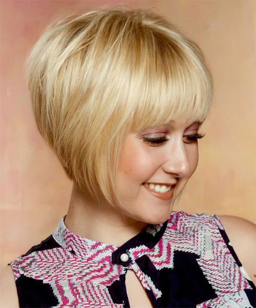 Short Straight Light Golden Blonde Bob Haircut With With Recent Stacked Bob Hairstyles With Fringe And Light Waves (View 3 of 20)
