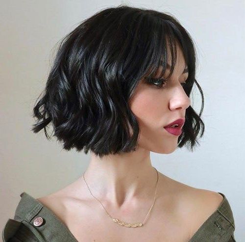 Short With Favorite Wavy Hairstyles With Short Blunt Bangs (View 17 of 20)