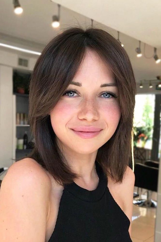Trendy Lob Haircuts With Wavy Curtain Fringe Style With Pin On Long Bob Haircut (View 7 of 20)