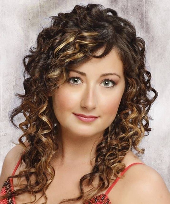Curly With Most Recently Released Wavy Side Bang Hairstyles (View 19 of 20)
