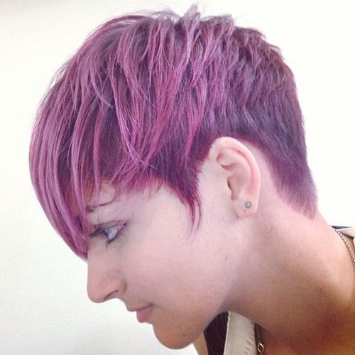 #edgy #pixie #haircut #color #pinkhair #pastelhair #violethair # With Newest Plum Pixie Hairstyles (View 3 of 20)