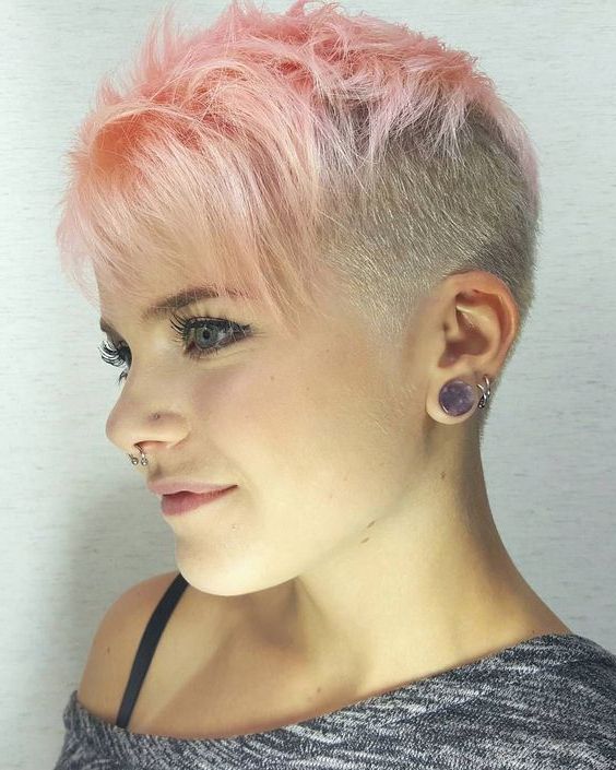 Recent Very Short Pixie Haircuts With A Razored Side Part Inside 60 Modern Shaved Hairstyles And Edgy Undercuts For Women (View 2 of 20)